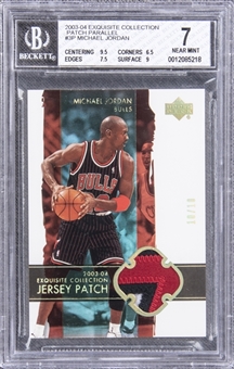 2003-04 UD "Exquisite Collection" Patch Parallel #3-P Michael Jordan Game Used Patch Card (#10/10) – BGS NM 7 